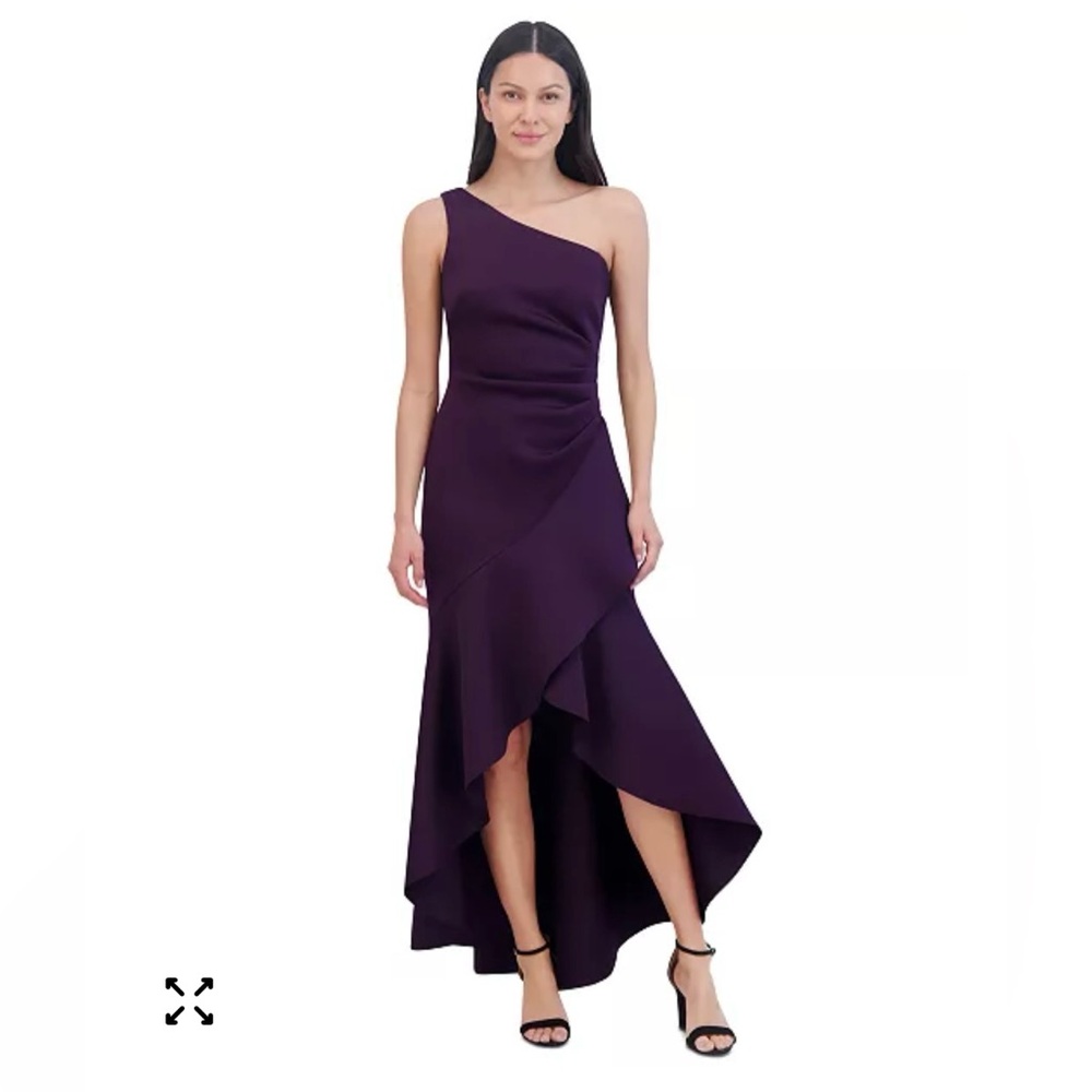 Eliza J Women's One-Shoulder High-Low Hem Sleeveless Gown Plum Size 8 NWT